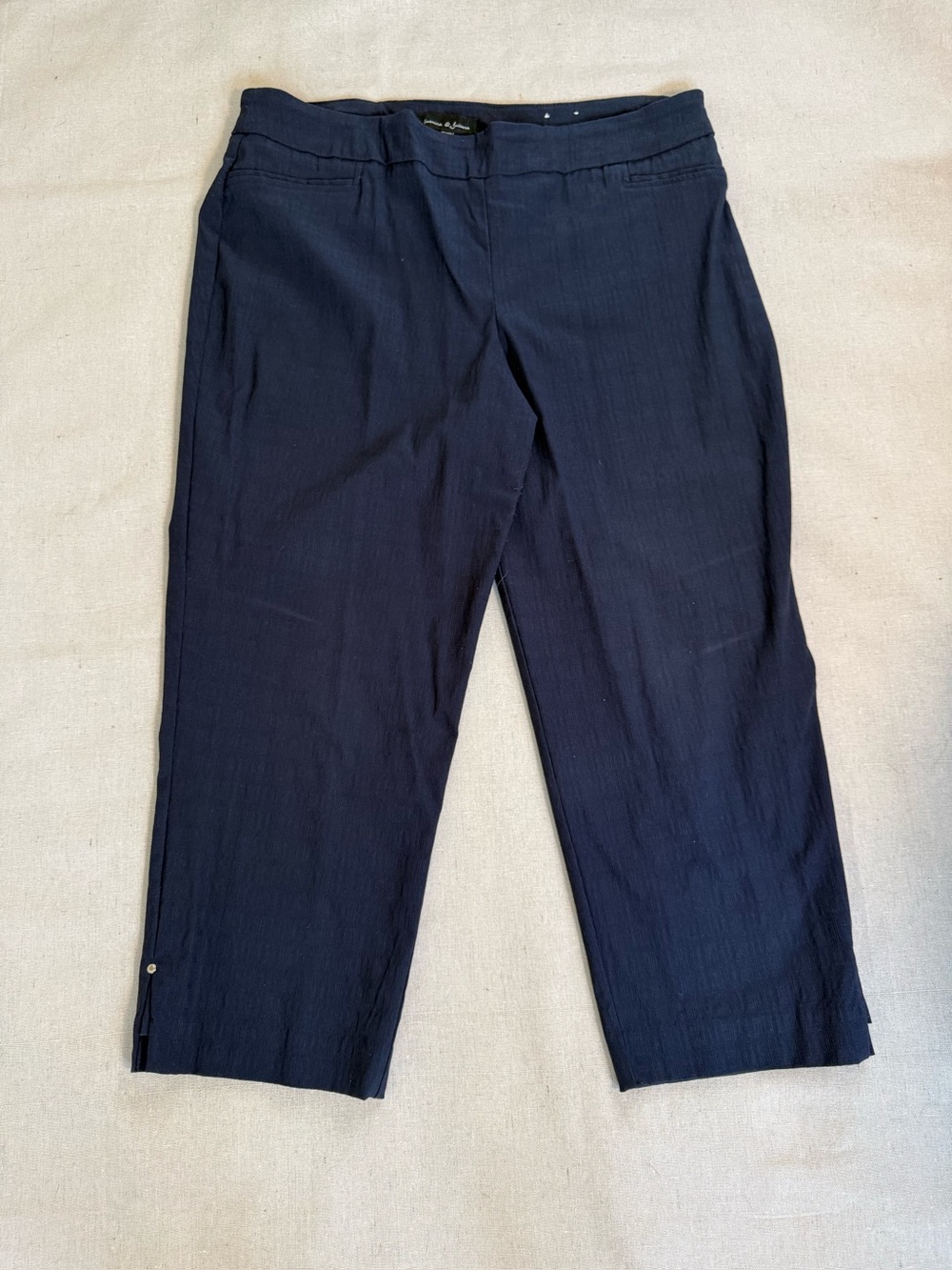 Jasmine & Juliana Women’s 14W Plus Navy Blue Pull-On Ankle Pants Stretch